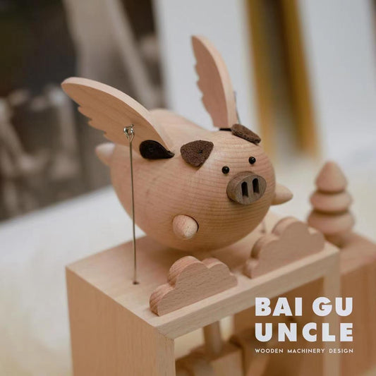 Handmade gift for girlfriend Wooden Flying Pig