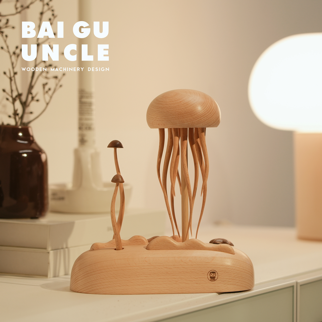 Handmade Wooden Mechanical Jellyfish Creative Gift for Child New House Decoration