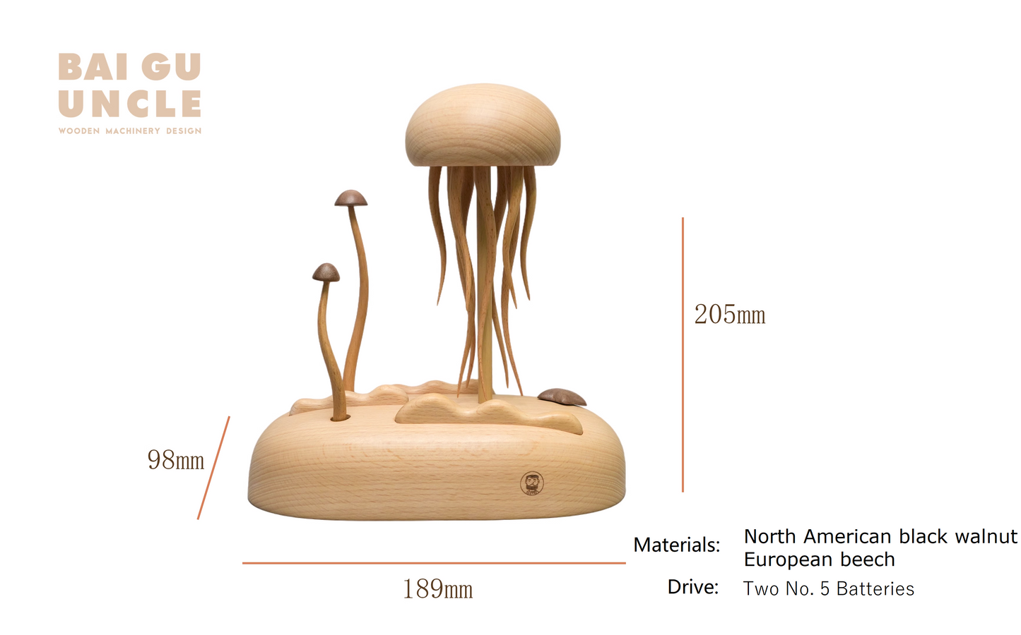 Handmade Wooden Mechanical Jellyfish Creative Gift for Child New House Decoration